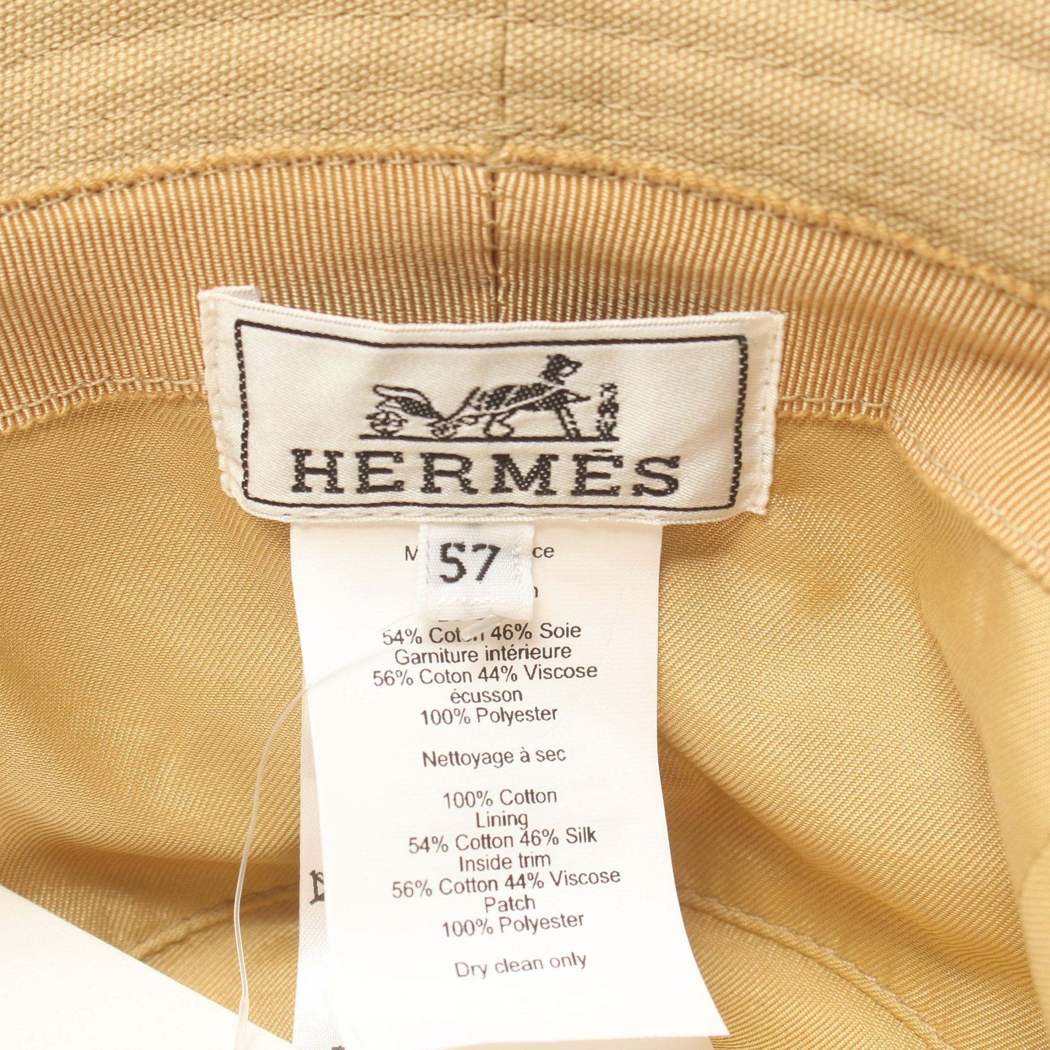 Hermes Hermes Calvi Seashell Bucket Hat Canvas Beige Size ONE SIZE - 4 Thumbnail