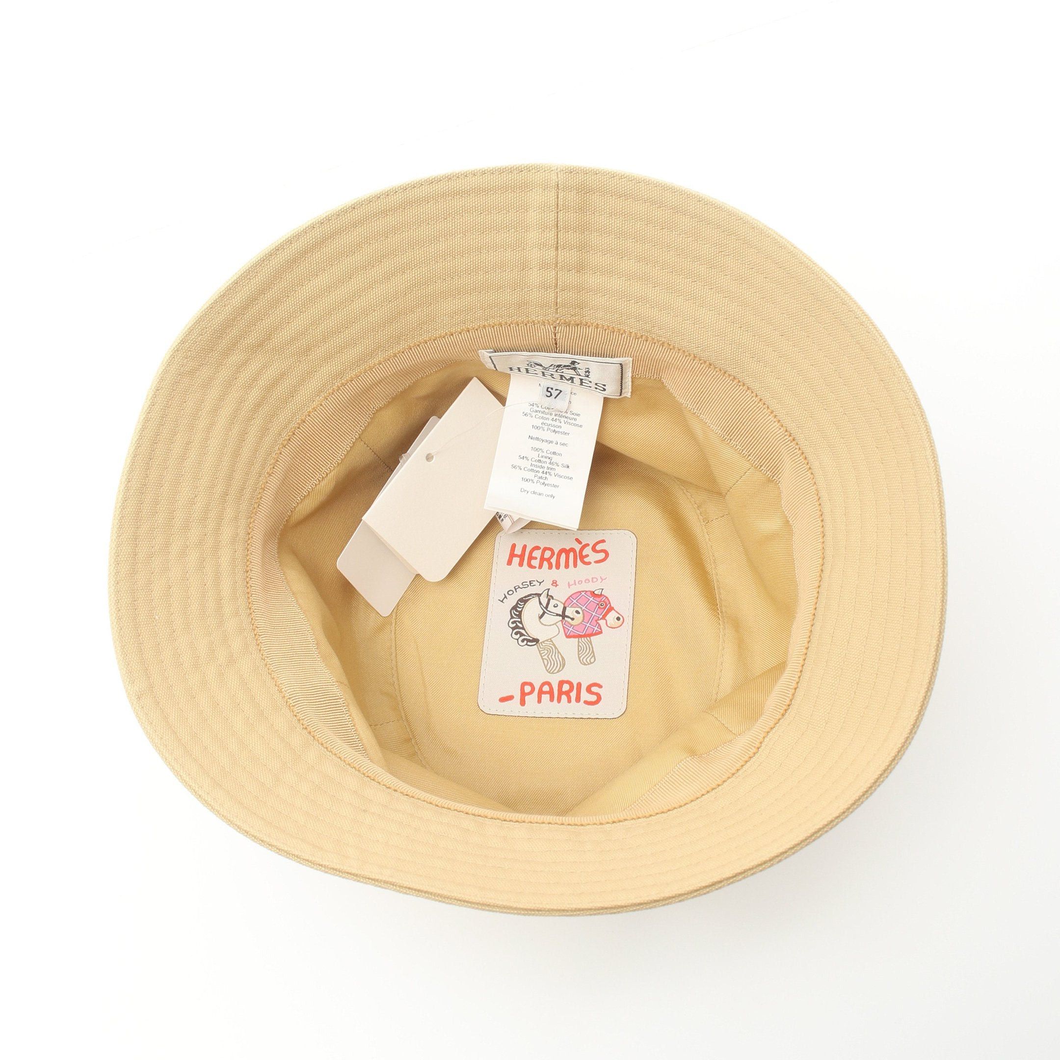 Hermes Hermes Calvi Seashell Bucket Hat Canvas Beige Size ONE SIZE - 3 Thumbnail
