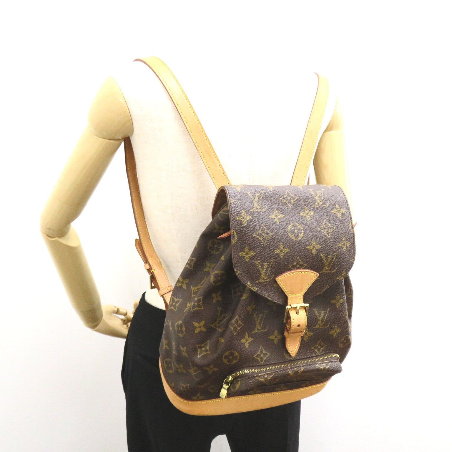 Louis Vuitton Louis Vuitton Montsouris Mm Backpack Rucksack Coated Canvas Monogram Brown Size ONE SIZE - 5 Thumbnail