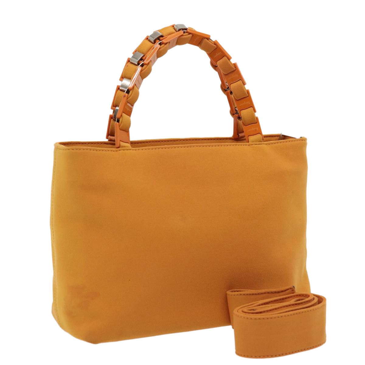 Salvatore Ferragamo Vara Orange Canvas Handbag (Pre-Owned) Size ONE SIZE - 8 Thumbnail