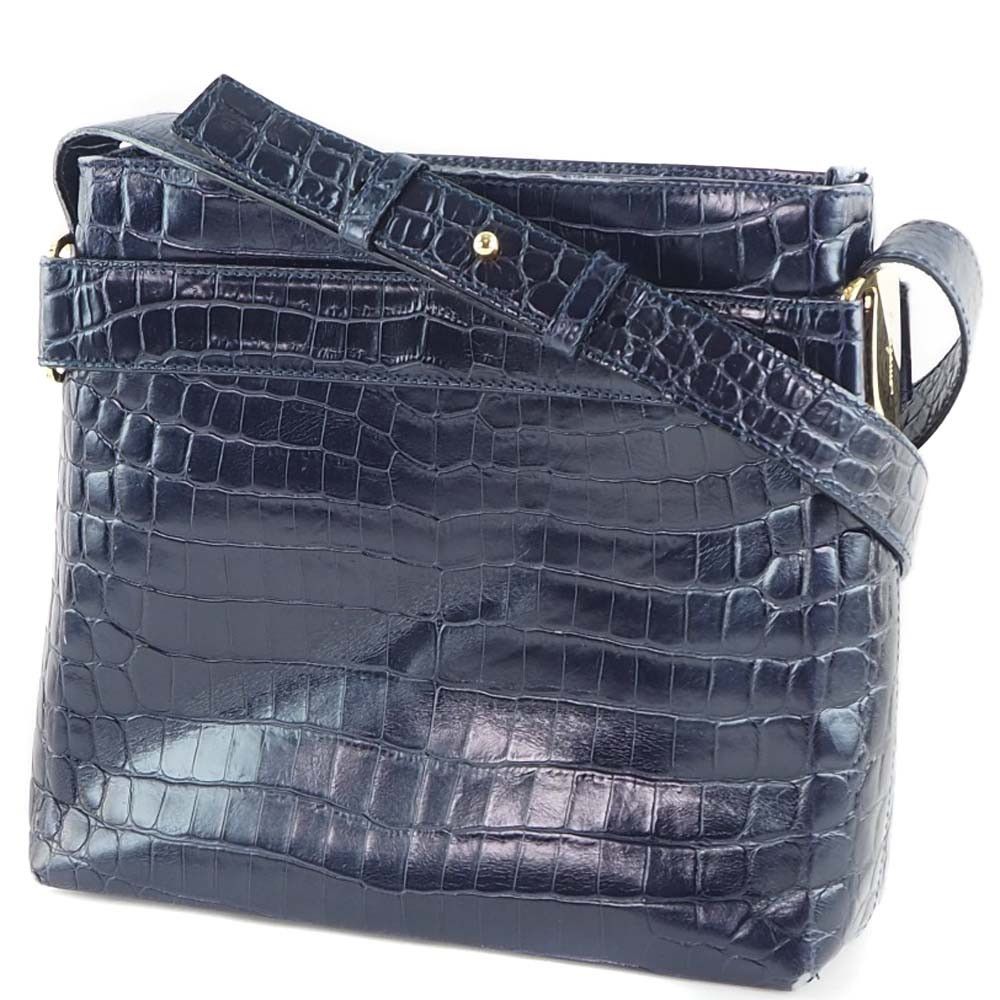 Salvatore Ferragamo Navy Leather Shoulder Bag (Pre-Owned) Size ONE SIZE - 3 Thumbnail