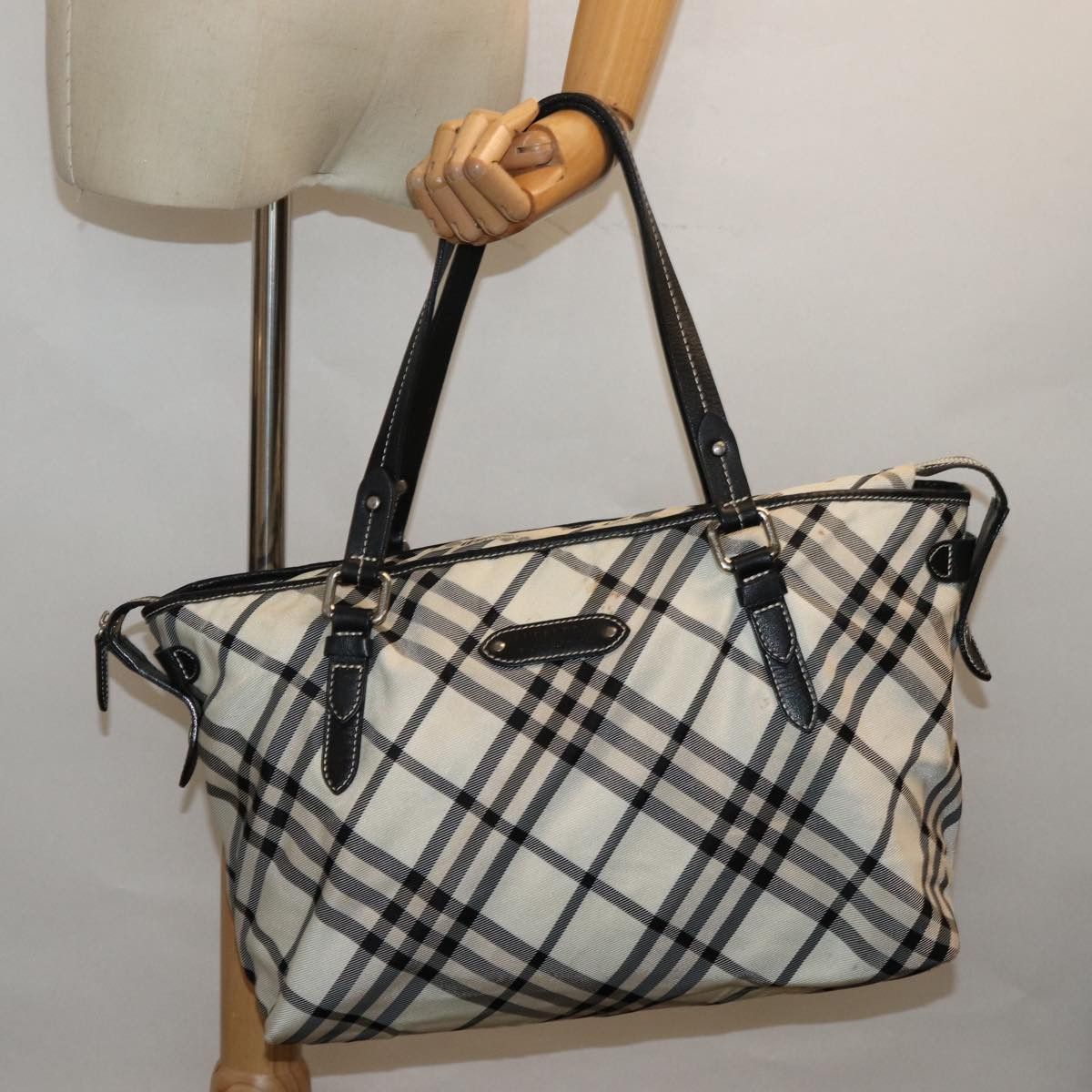 Burberry Nova Check White Canvas Tote Bag (Pre-Owned) Size ONE SIZE - 5 Thumbnail