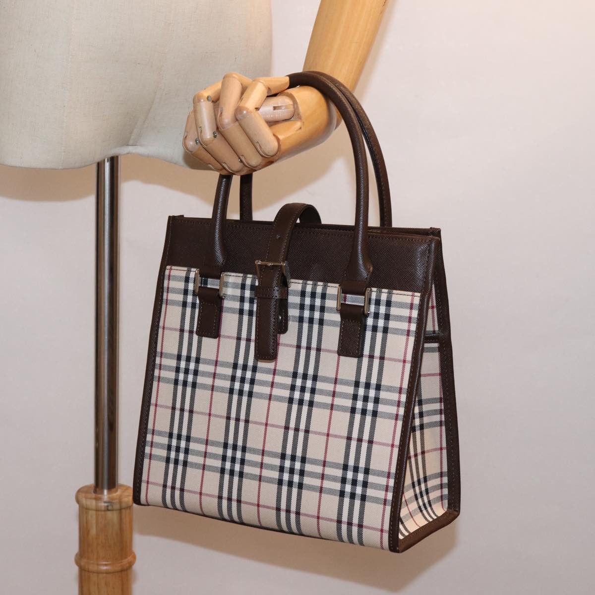 Burberry Nova Check Beige Canvas Handbag (Pre-Owned) Size ONE SIZE - 6 Thumbnail