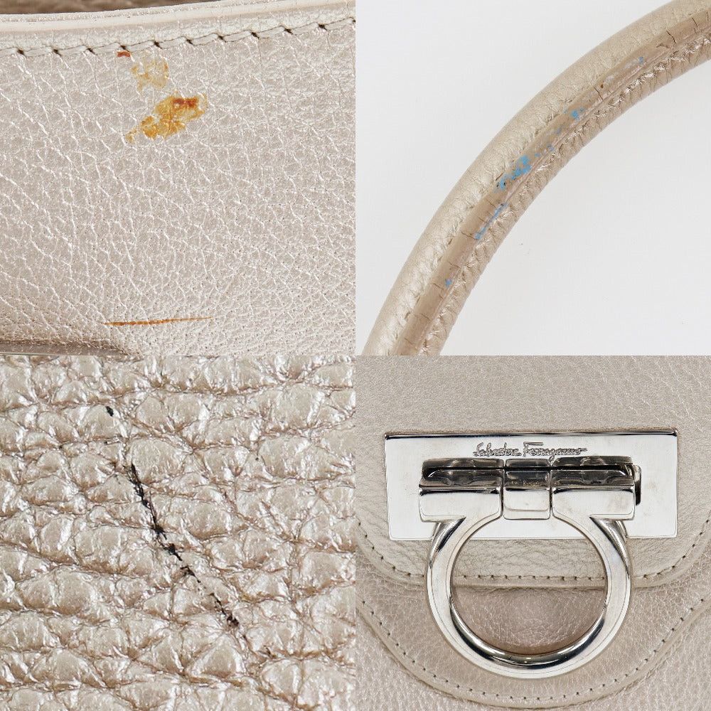 Salvatore Ferragamo Gancini Gold Leather Handbag (Pre-Owned) Size ONE SIZE - 6 Thumbnail