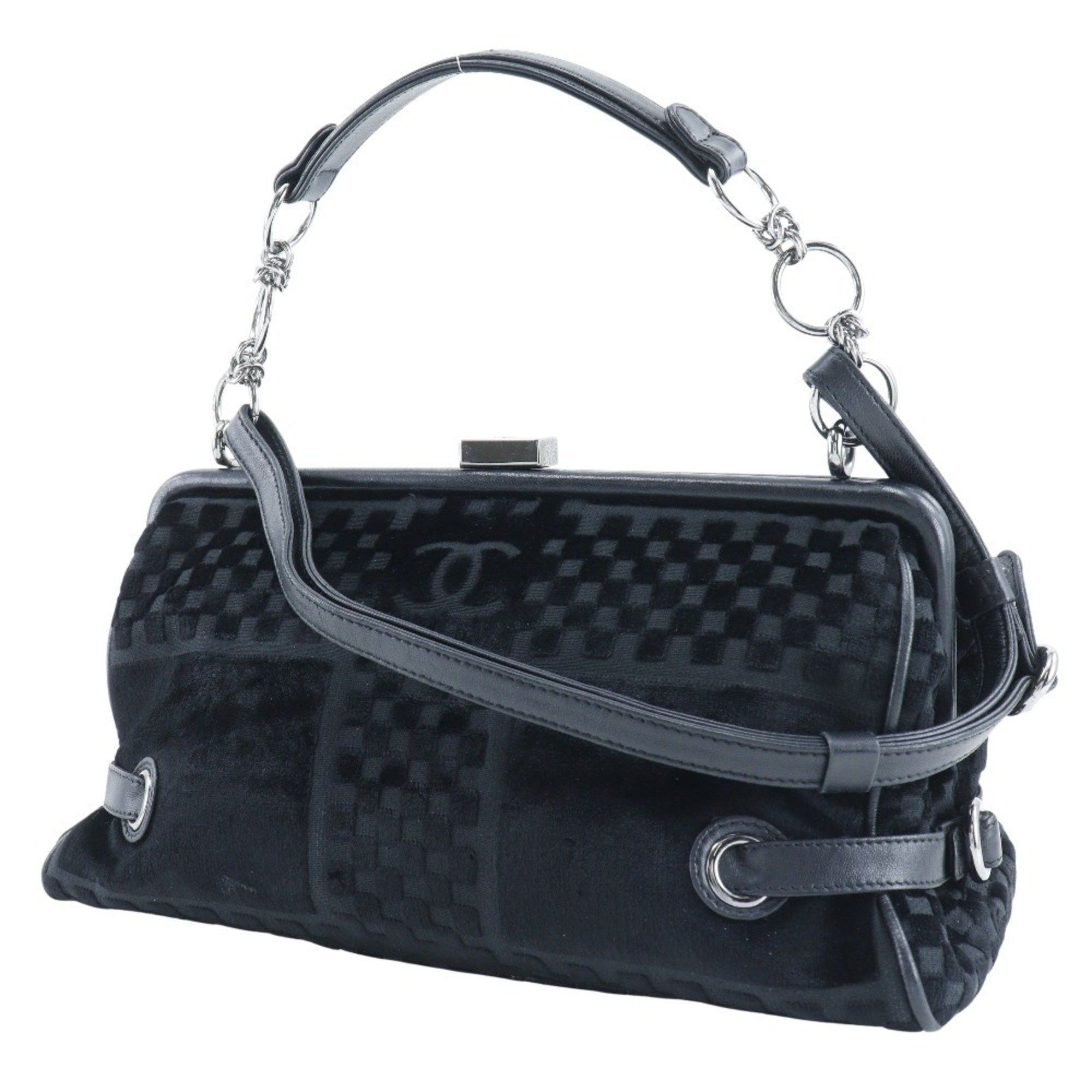 Chanel CHANEL Chain Shoulder Bag Coco Mark A33096 Velour Black 2way ChainShoulder Women's H173124867 Size ONE SIZE - 2 Thumbnail