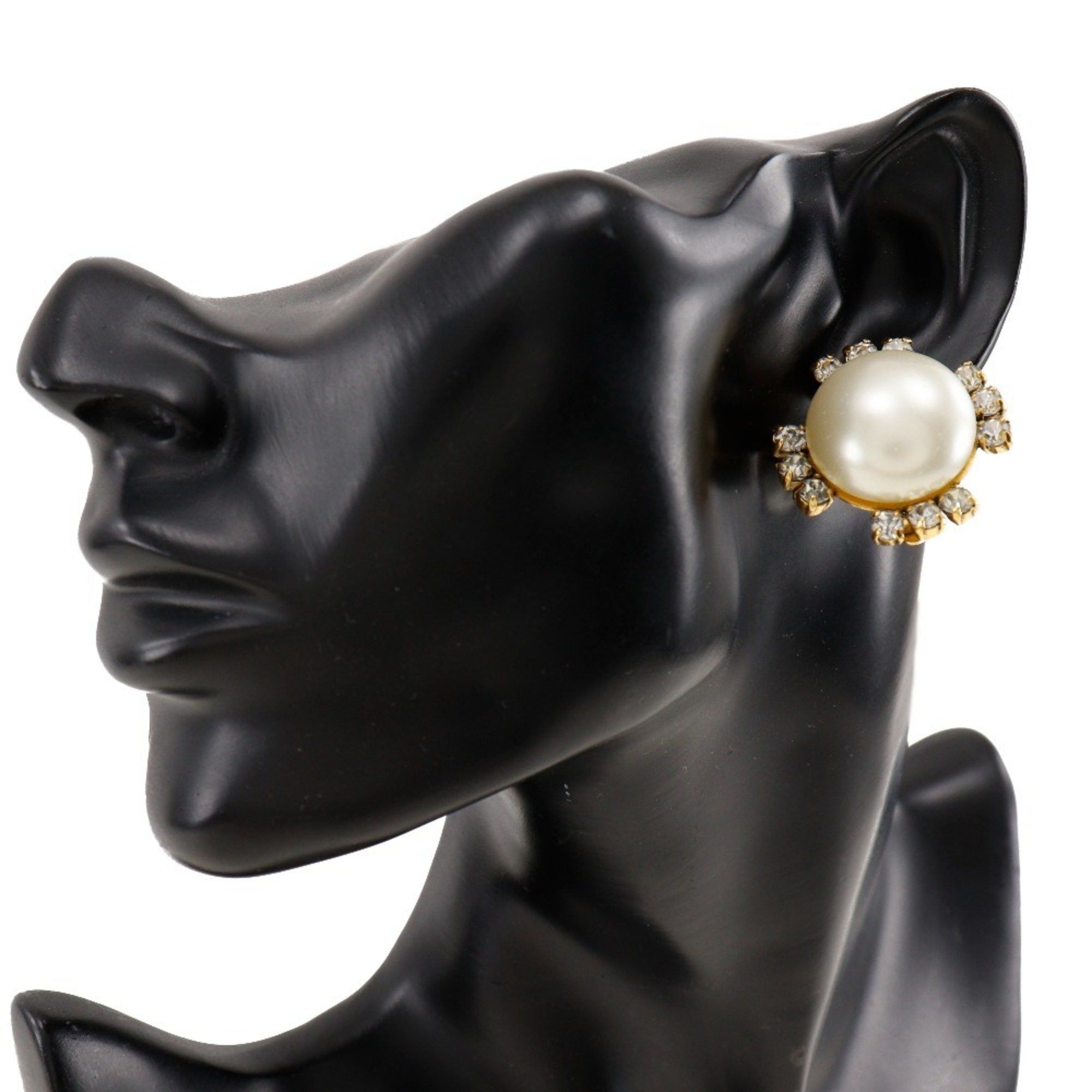 Chanel CHANEL Earrings Gold Plated x Fake Pearls Rhinestones Approx. 25.6g Women's Size ONE SIZE - 2 Thumbnail