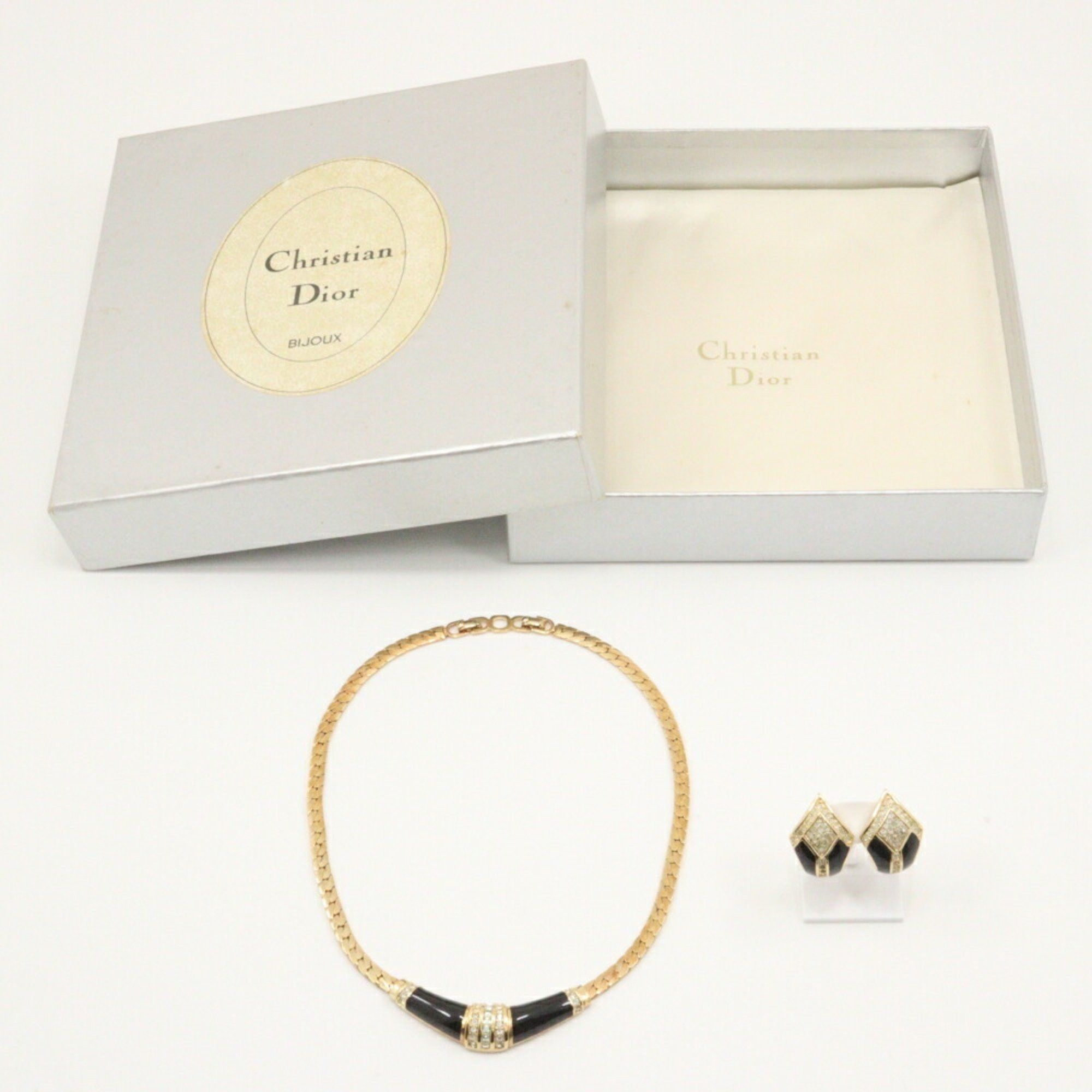 Dior Christian Dior Earring Set Necklace Gold Plated x Rhinestone Made in Germany Approx. 35.0g set for women Size ONE SIZE - 13 Thumbnail