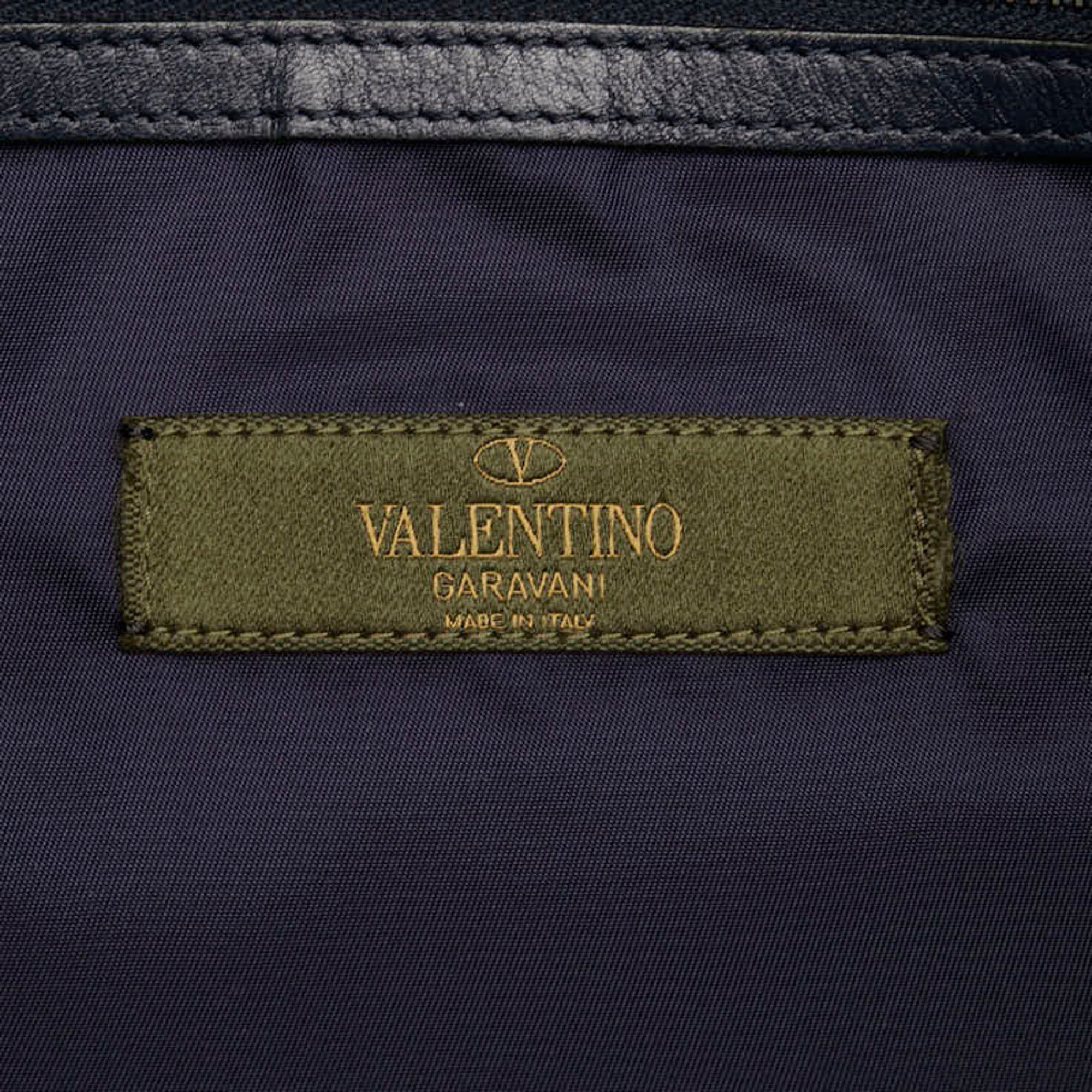 Valentino Valentino Studded Camouflage Motif Tote Bag Shoulder Navy Blue Multicolor Nylon Leather Women's Size ONE SIZE - 8 Thumbnail
