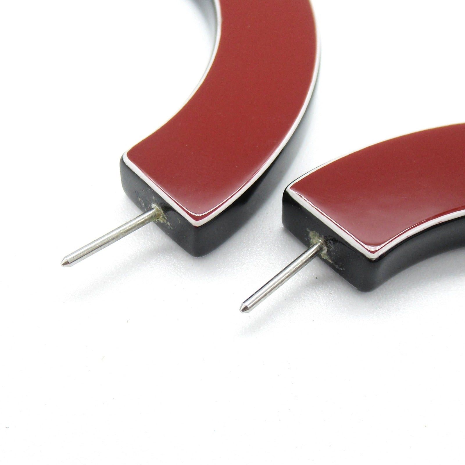Hermes Hermes Buffalo Horn Hoop Earrings Gp (Gold Plated) Blue Red Size ONE SIZE - 5 Thumbnail