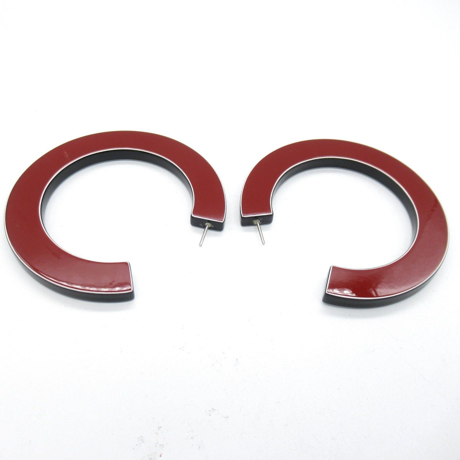 Hermes Hermes Buffalo Horn Hoop Earrings Gp (Gold Plated) Blue Red Size ONE SIZE - 4 Thumbnail