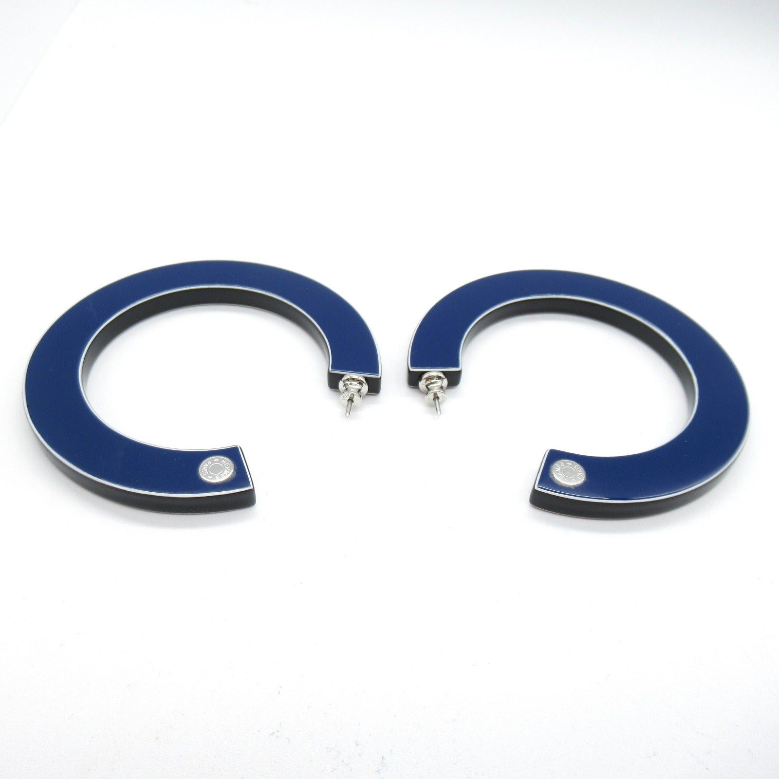 Hermes Hermes Buffalo Horn Hoop Earrings Gp (Gold Plated) Blue Red Size ONE SIZE - 3 Thumbnail