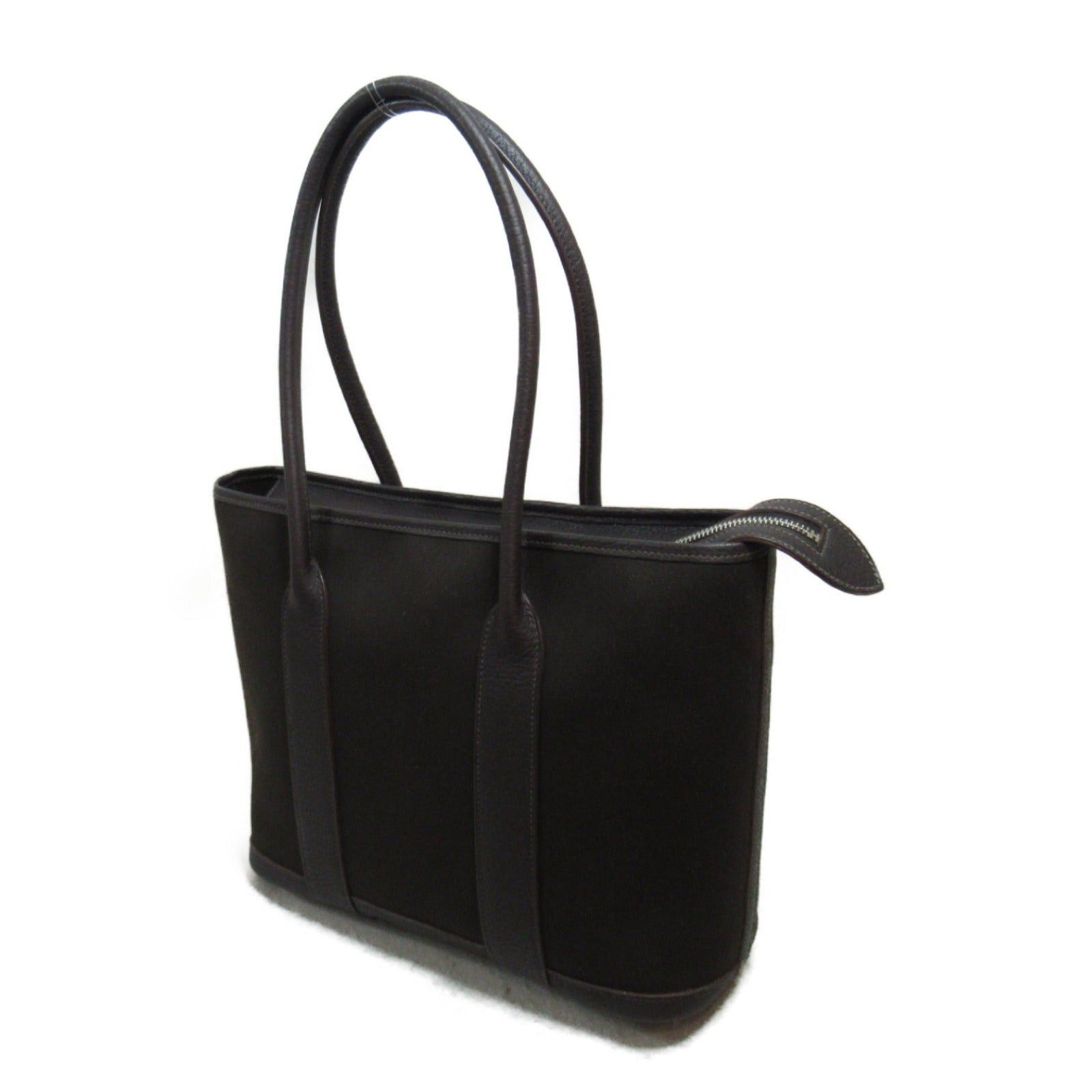 Hermes Hermes Garden Zip Pm Tote Bag Handbag Leather Toile Office Brown Dark Silver Hardware □M Stamp (Manufactured Around 2009) Size ONE SIZE - 3 Thumbnail