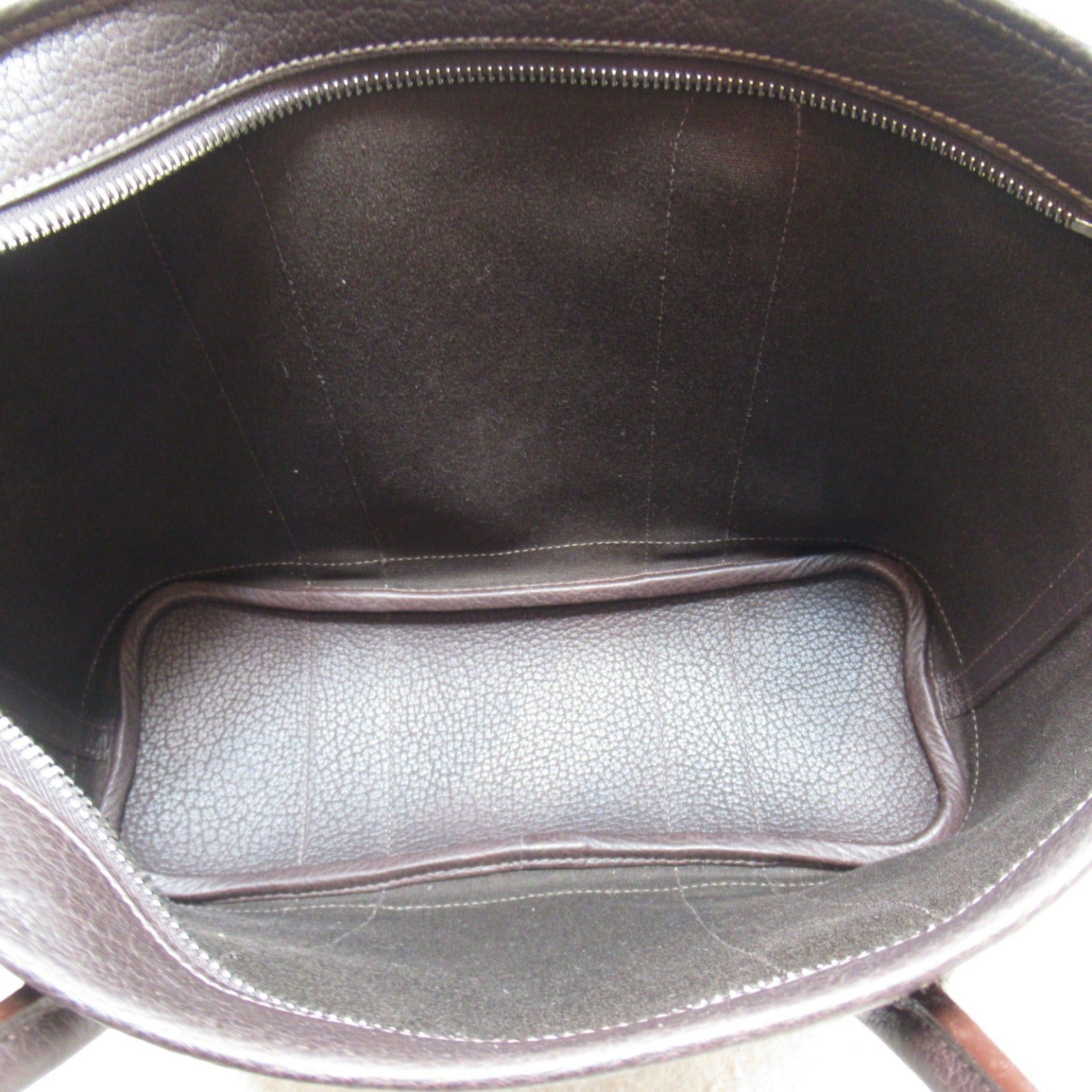 Hermes Hermes Garden Zip Pm Tote Bag Handbag Leather Toile Office Brown Dark Silver Hardware □M Stamp (Manufactured Around 2009) Size ONE SIZE - 5 Thumbnail