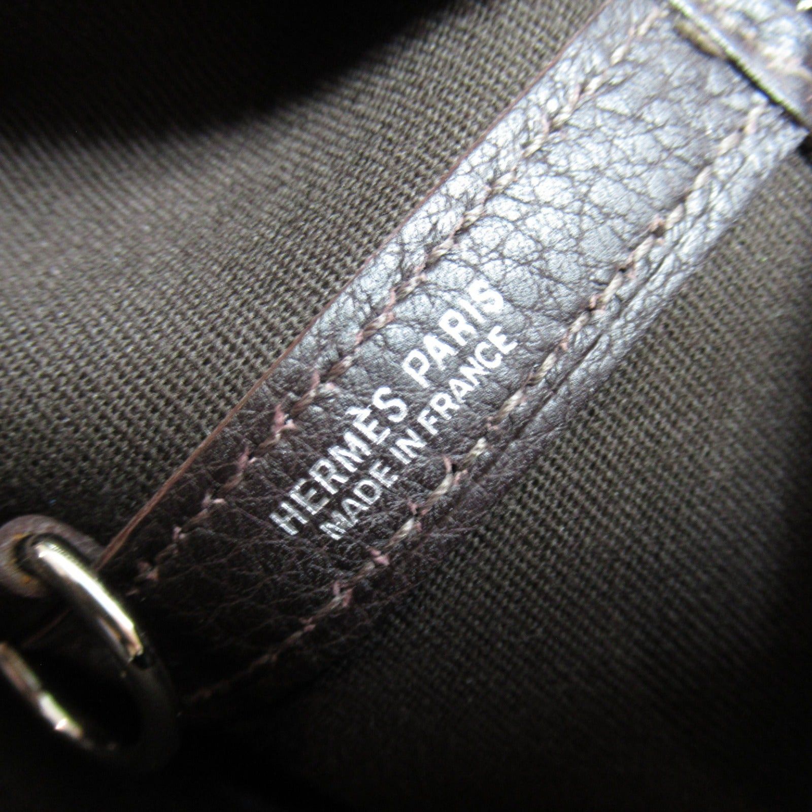 Hermes Hermes Garden Zip Pm Tote Bag Handbag Leather Toile Office Brown Dark Silver Hardware □M Stamp (Manufactured Around 2009) Size ONE SIZE - 6 Thumbnail