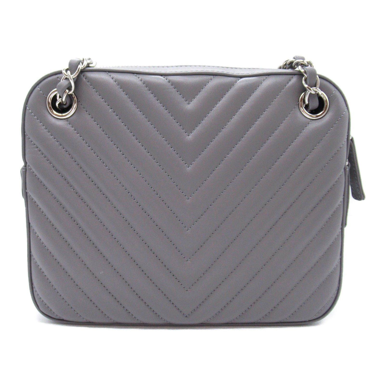 Chanel Chanel Matelasse/V Stitch Chain Shoulder Bag Leather Gray Navy Silver Hardware Size ONE SIZE - 2 Thumbnail