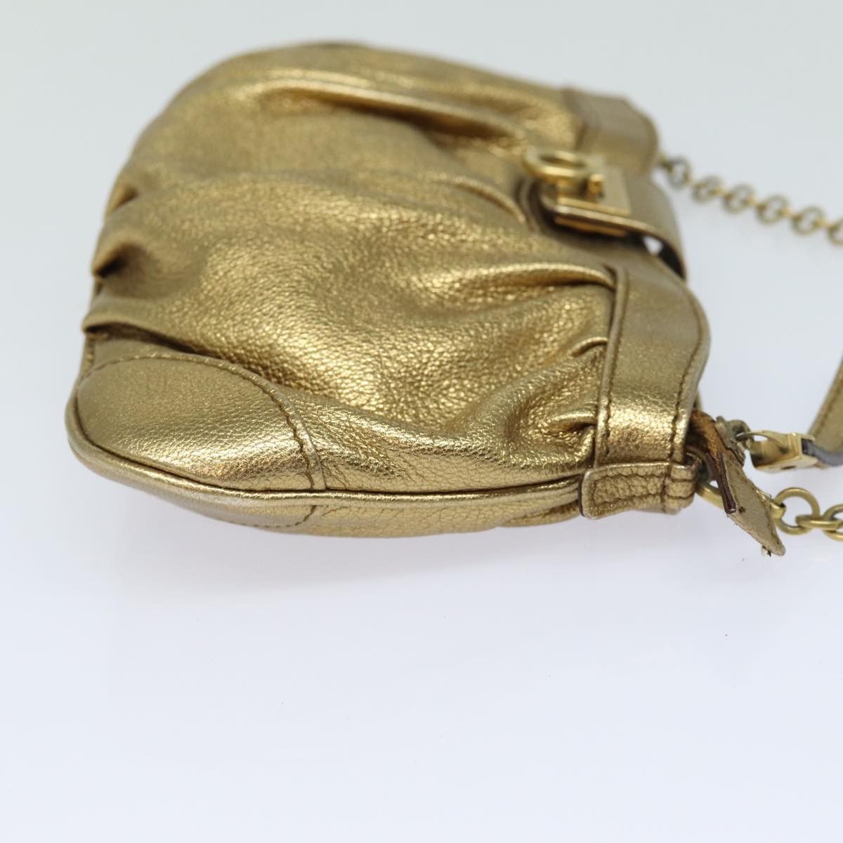 Salvatore Ferragamo Gancio Gold Leather Shoulder Bag (Pre-Owned) Size ONE SIZE - 10 Thumbnail