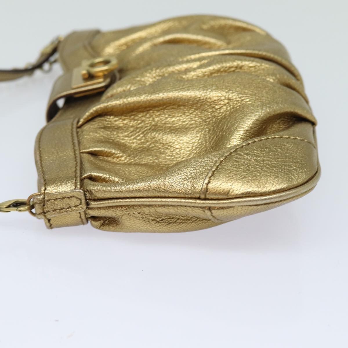 Salvatore Ferragamo Gancio Gold Leather Shoulder Bag (Pre-Owned) Size ONE SIZE - 11 Thumbnail