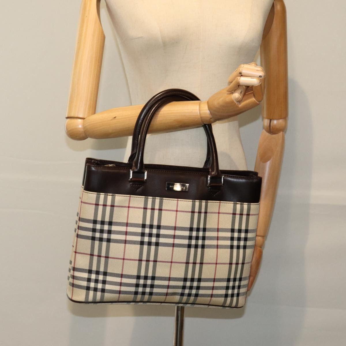 Burberry Nova Check Beige Canvas Handbag (Pre-Owned) Size ONE SIZE - 6 Thumbnail