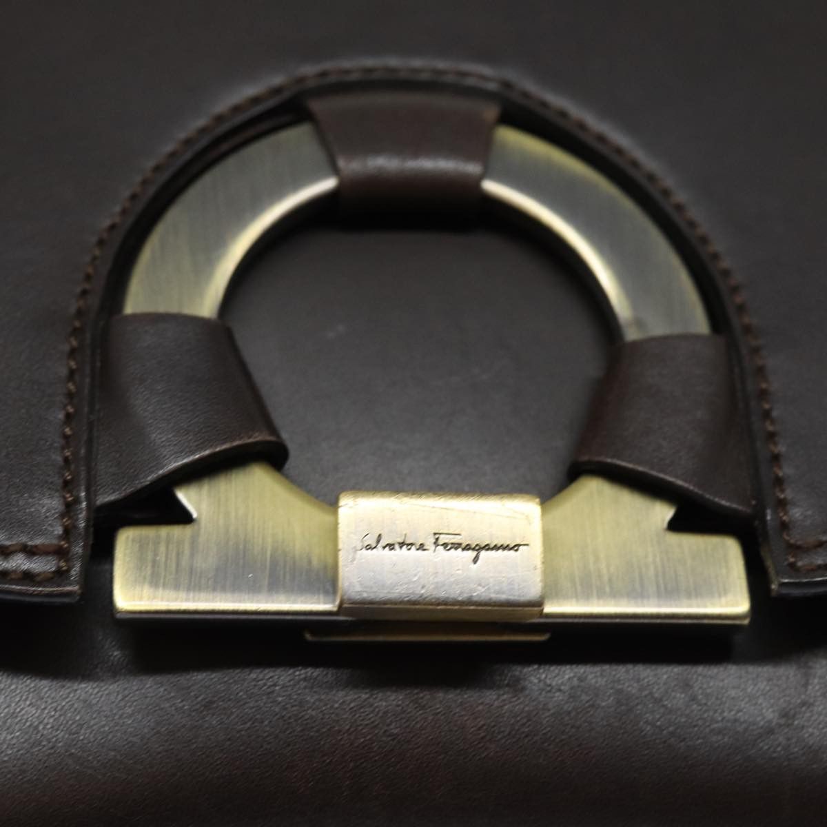 Salvatore Ferragamo Brown Leather Handbag (Pre-Owned) Size ONE SIZE - 7 Thumbnail