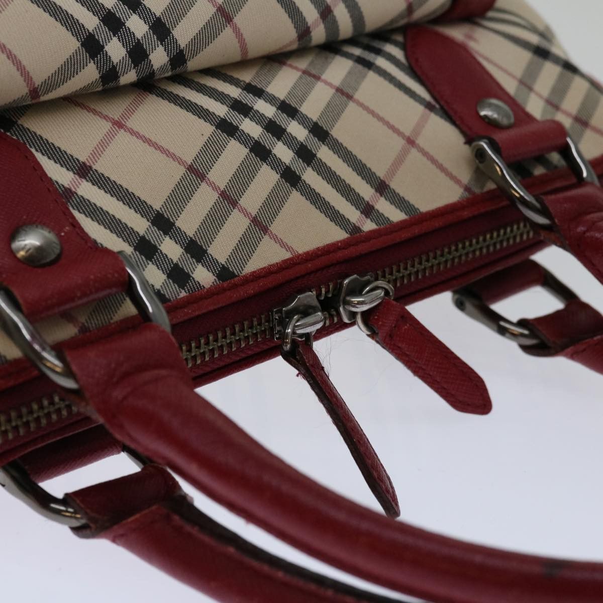 Burberry Nova Check Red Canvas Handbag (Pre-Owned) Size ONE SIZE - 10 Thumbnail