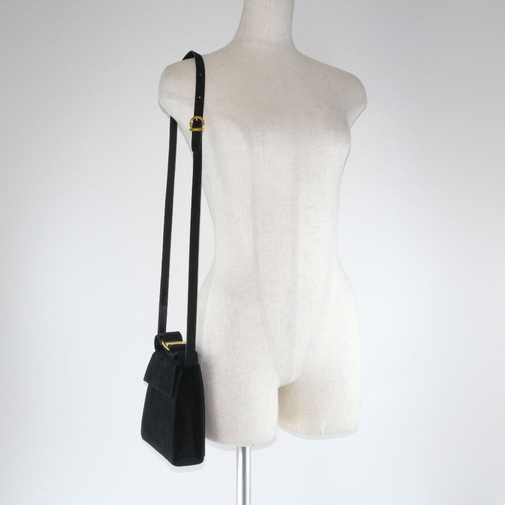 Salvatore Ferragamo Vara Black Suede Shoulder Bag (Pre-Owned) Size ONE SIZE - 7 Thumbnail