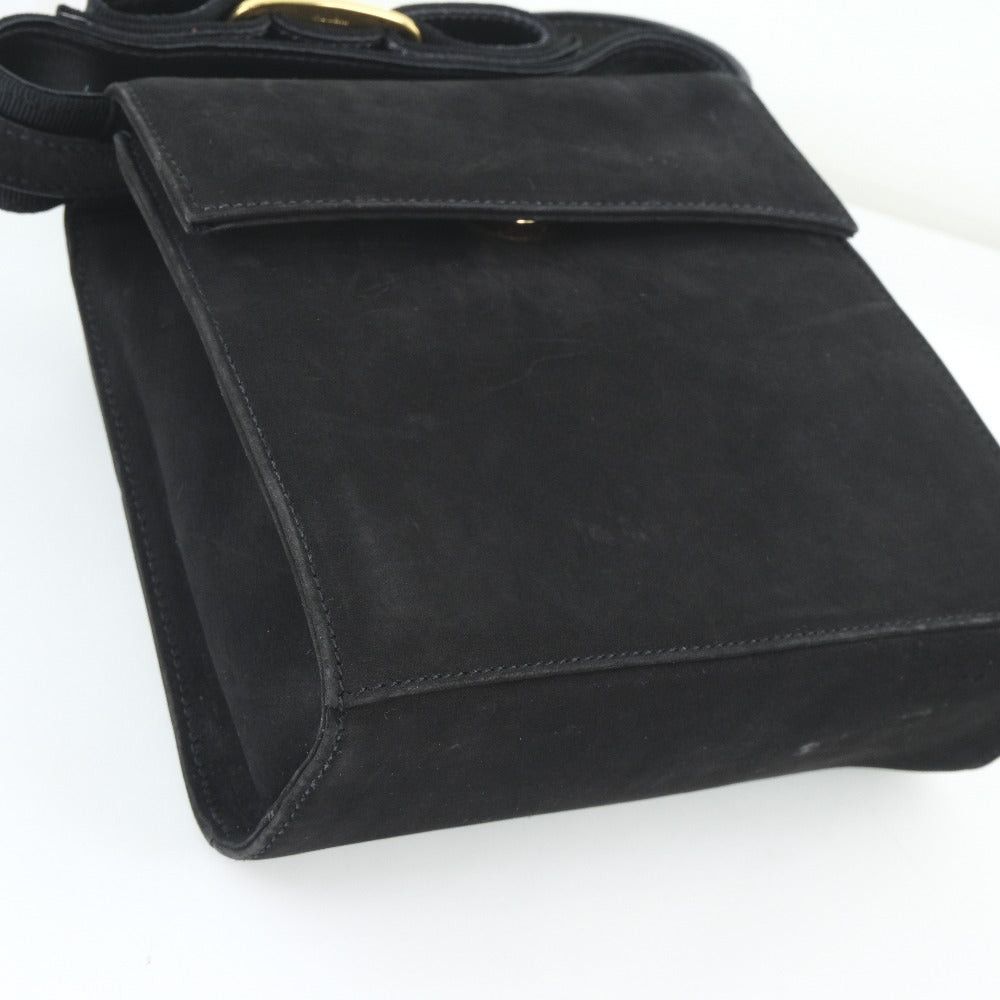 Salvatore Ferragamo Vara Black Suede Shoulder Bag (Pre-Owned) Size ONE SIZE - 3 Thumbnail