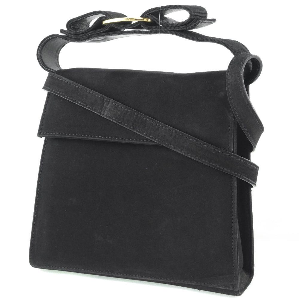 Salvatore Ferragamo Vara Black Suede Shoulder Bag (Pre-Owned) Size ONE SIZE - 4 Thumbnail