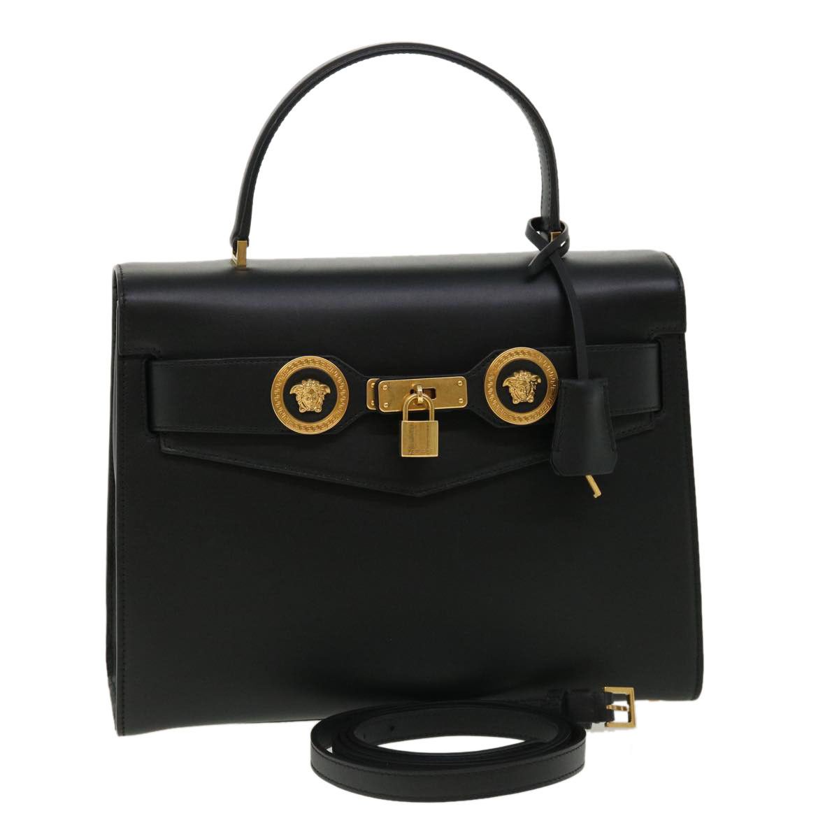 Versace Black Leather Handbag (Pre-Owned) Size ONE SIZE - 6 Thumbnail
