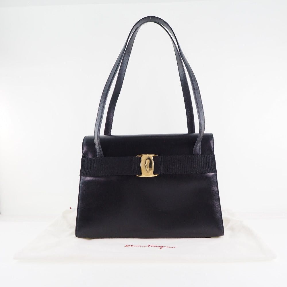 Salvatore Ferragamo Vala Black Pony-Style Calfskin Shoulder Bag (Pre-Owned) Size ONE SIZE - 6 Thumbnail
