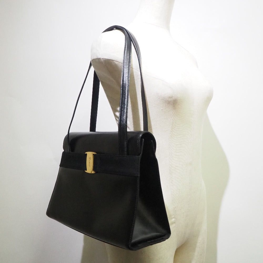 Salvatore Ferragamo Vala Black Pony-Style Calfskin Shoulder Bag (Pre-Owned) Size ONE SIZE - 5 Thumbnail