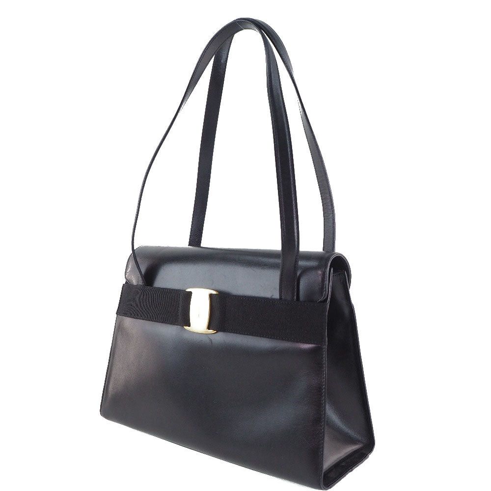 Salvatore Ferragamo Vala Black Pony-Style Calfskin Shoulder Bag (Pre-Owned) Size ONE SIZE - 8 Thumbnail
