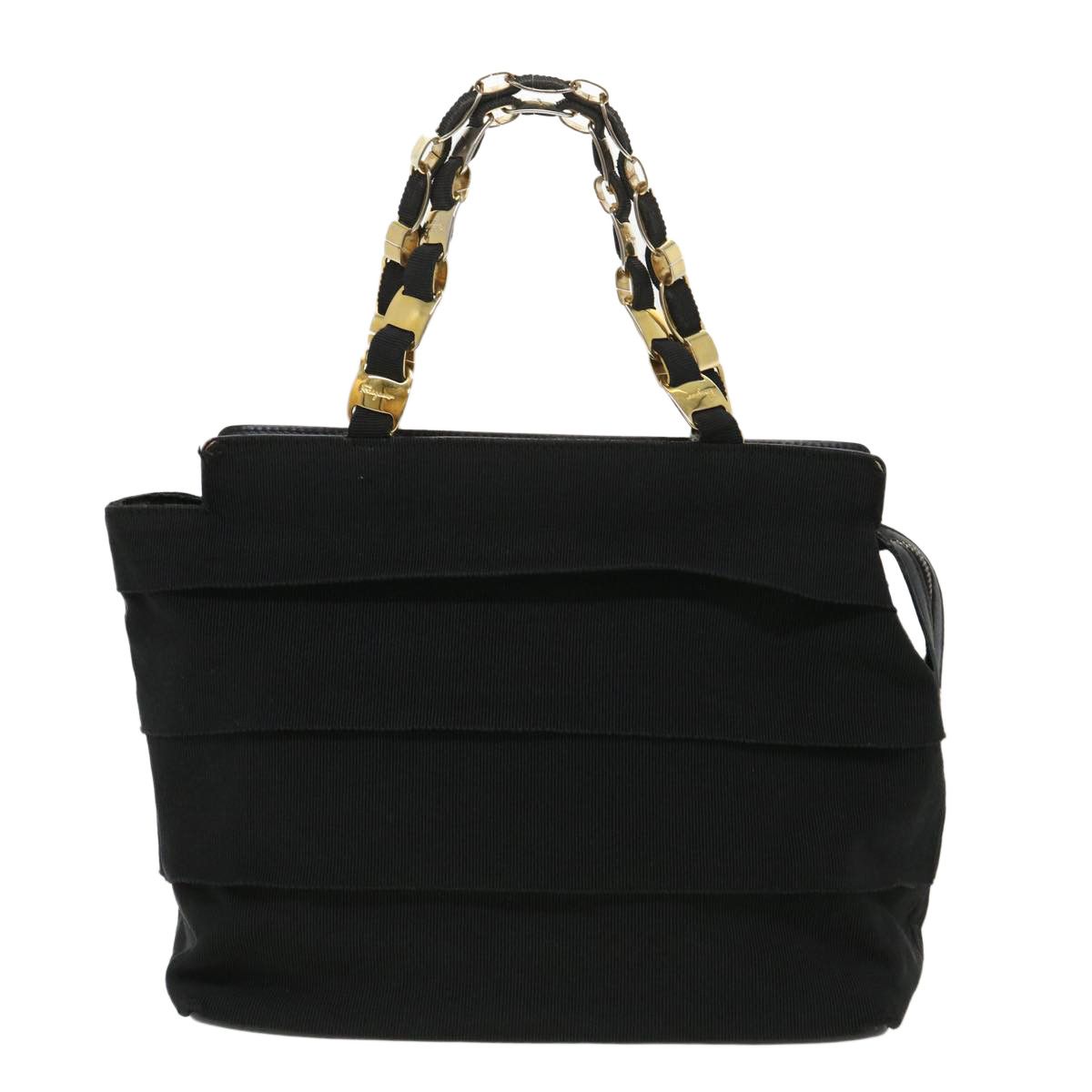 Salvatore Ferragamo Black Canvas Handbag (Pre-Owned) Size ONE SIZE - 9 Thumbnail