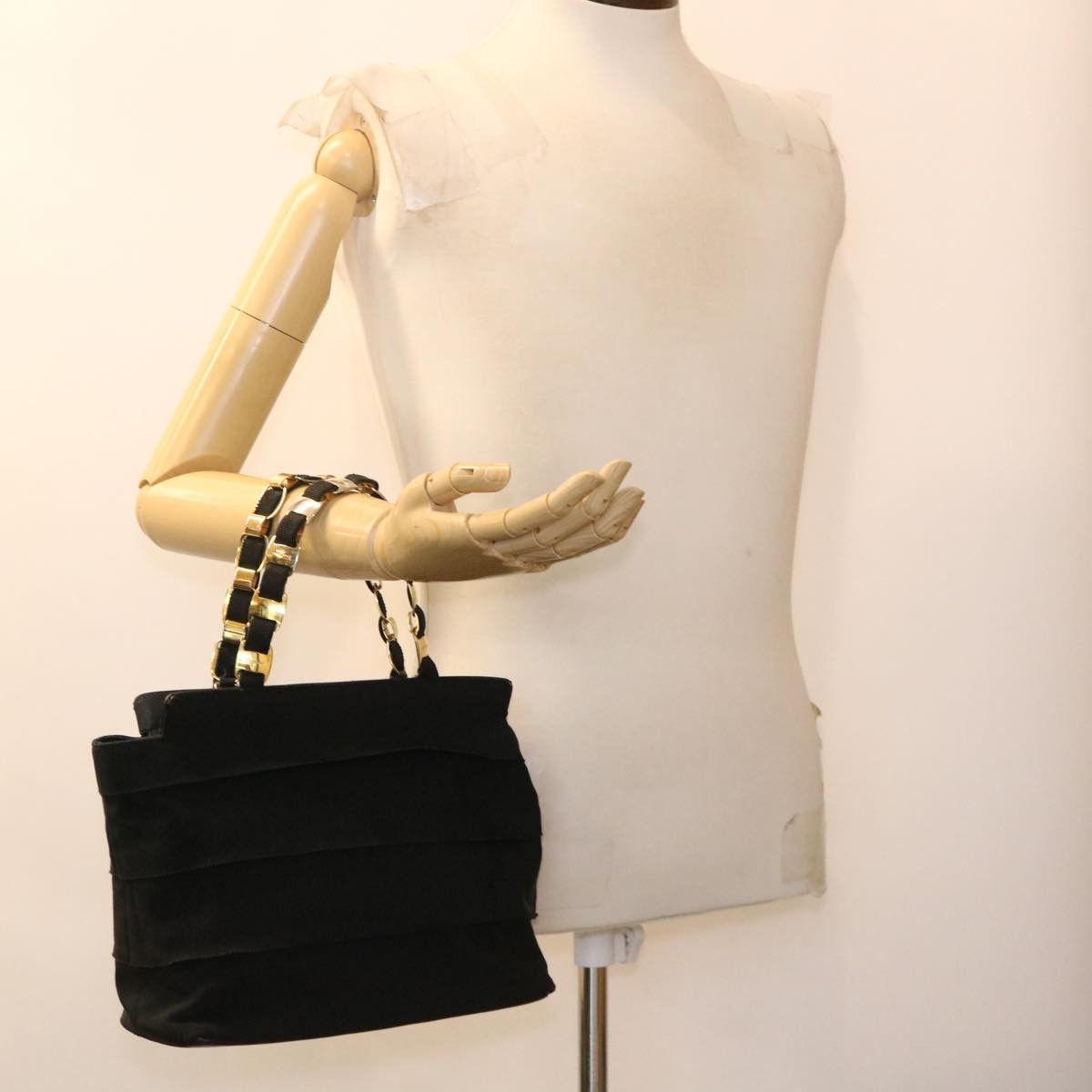 Salvatore Ferragamo Black Canvas Handbag (Pre-Owned) Size ONE SIZE - 7 Thumbnail