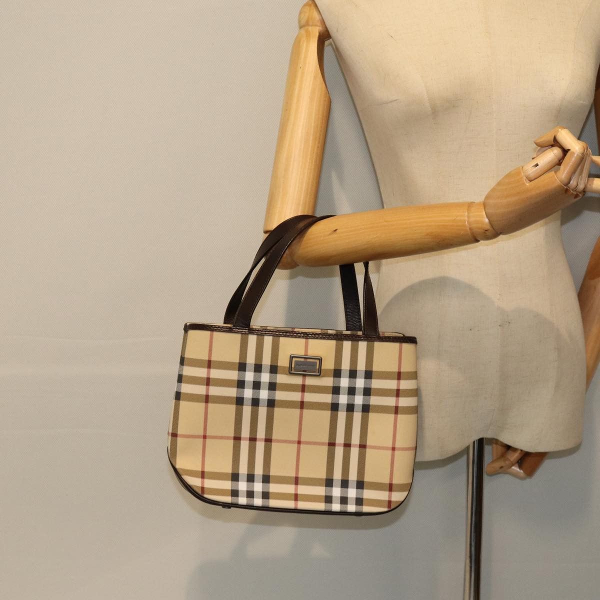 Burberry Nova Check Beige Canvas Handbag (Pre-Owned) Size ONE SIZE - 6 Thumbnail