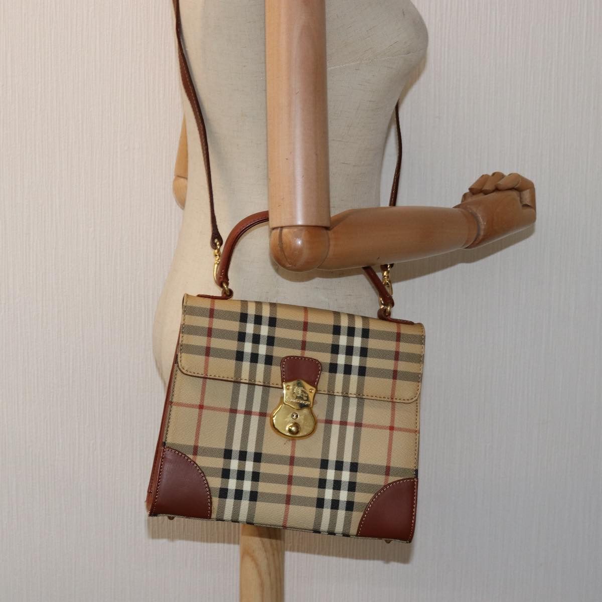 Burberry Nova Check Beige Canvas Handbag (Pre-Owned) Size ONE SIZE - 7 Thumbnail