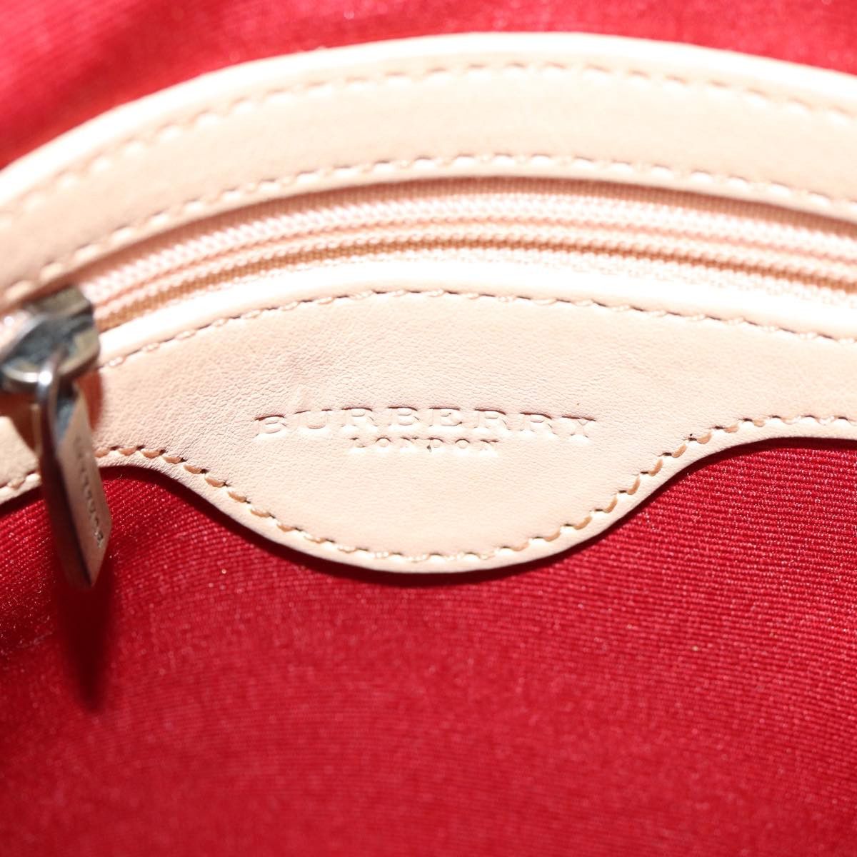 Burberry Nova Check Burgundy Canvas Shoulder Bag (Pre-Owned) Size ONE SIZE - 7 Thumbnail
