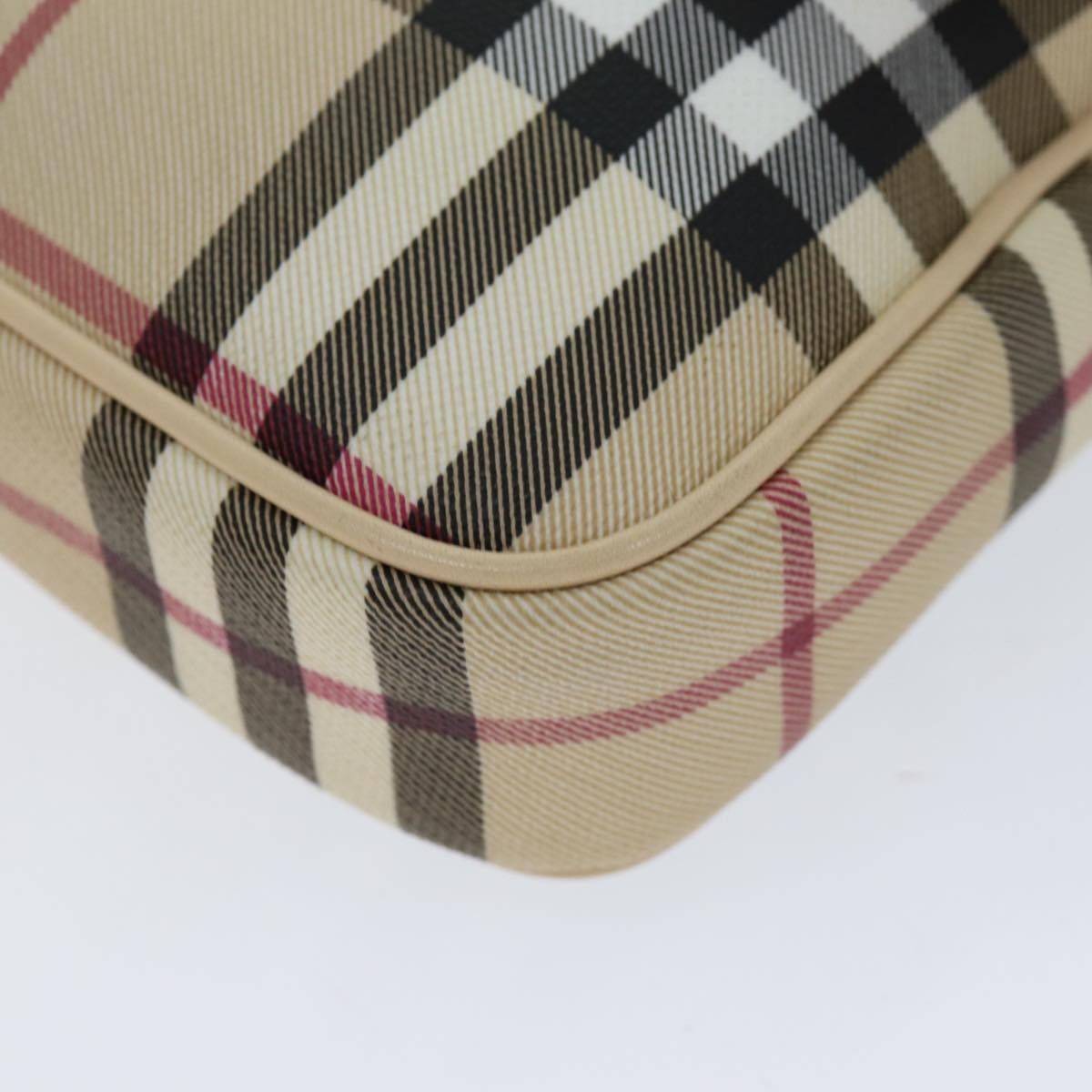 Burberry Nova Check Burgundy Canvas Shoulder Bag (Pre-Owned) Size ONE SIZE - 12 Thumbnail
