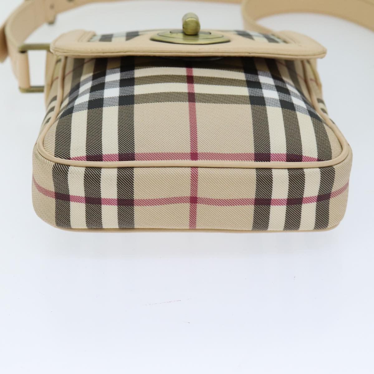 Burberry Nova Check Burgundy Canvas Shoulder Bag (Pre-Owned) Size ONE SIZE - 3 Thumbnail