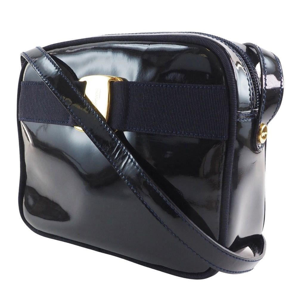 Salvatore Ferragamo Vala Black Patent Leather Shoulder Bag (Pre-Owned) Size ONE SIZE - 8 Thumbnail