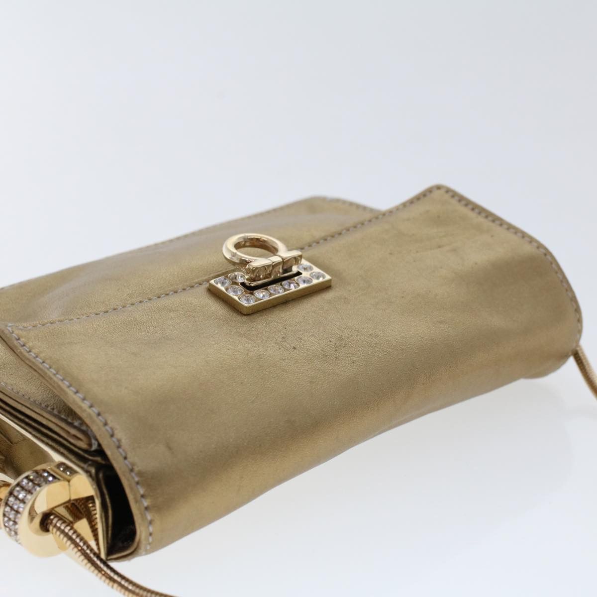 Salvatore Ferragamo Gancini Gold Leather Handbag (Pre-Owned) Size ONE SIZE - 4 Thumbnail