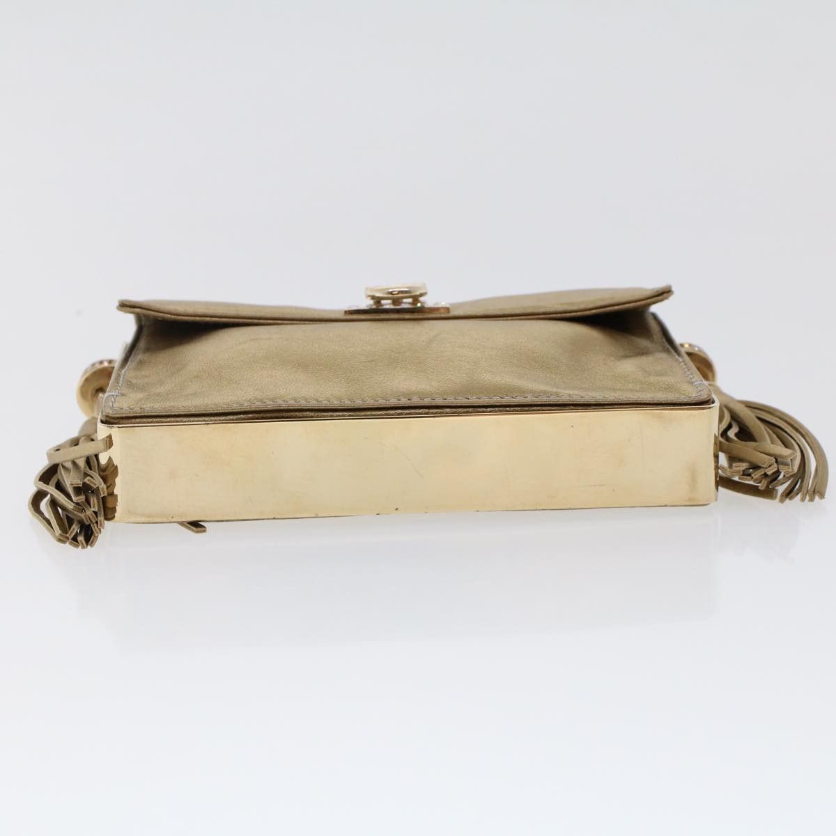 Salvatore Ferragamo Gancini Gold Leather Handbag (Pre-Owned) Size ONE SIZE - 3 Thumbnail