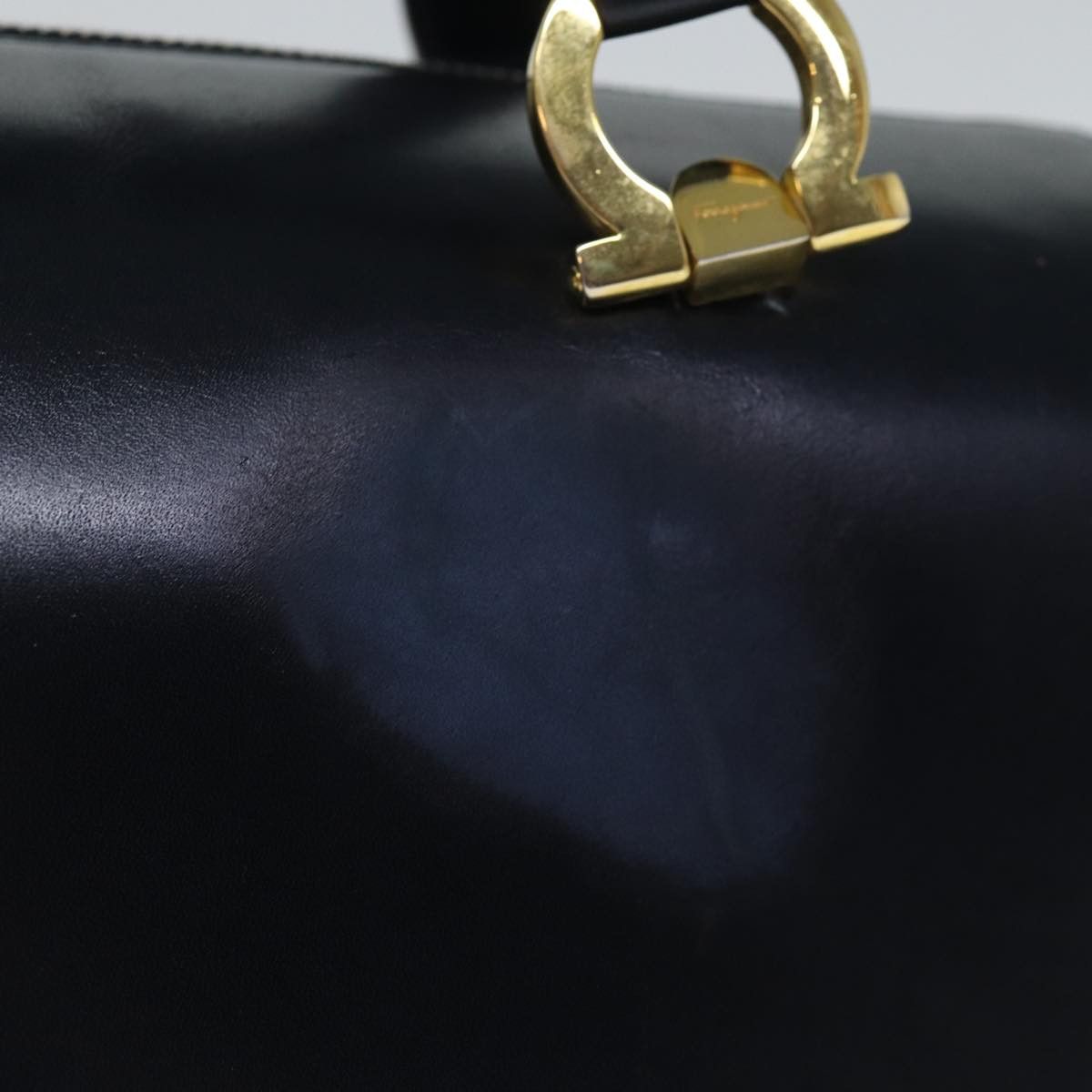Salvatore Ferragamo Gancini Navy Leather Handbag (Pre-Owned) Size ONE SIZE - 8 Thumbnail