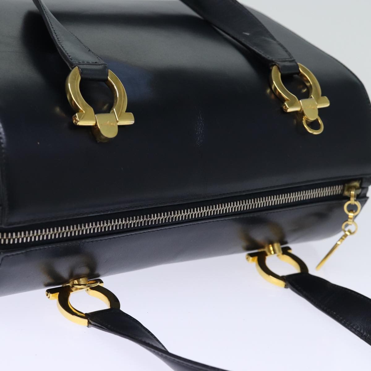Salvatore Ferragamo Gancini Navy Leather Handbag (Pre-Owned) Size ONE SIZE - 10 Thumbnail