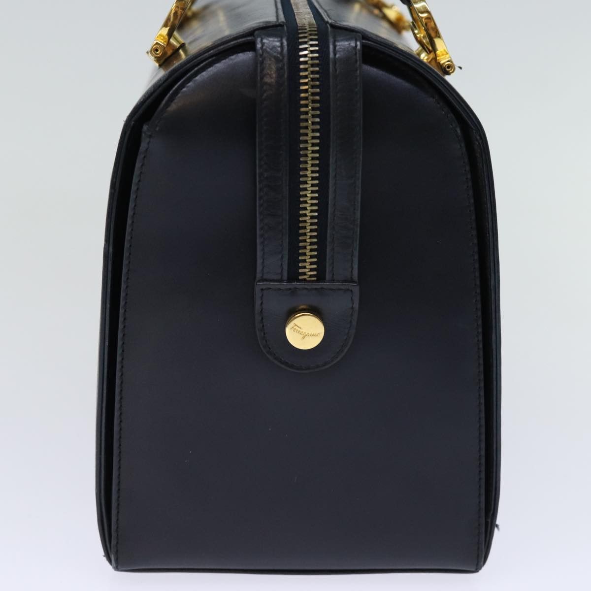 Salvatore Ferragamo Gancini Navy Leather Handbag (Pre-Owned) Size ONE SIZE - 4 Thumbnail