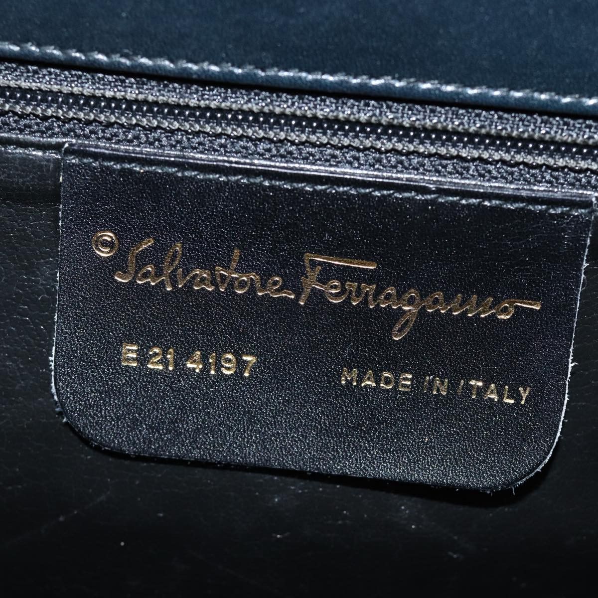 Salvatore Ferragamo Gancini Navy Leather Handbag (Pre-Owned) Size ONE SIZE - 6 Thumbnail