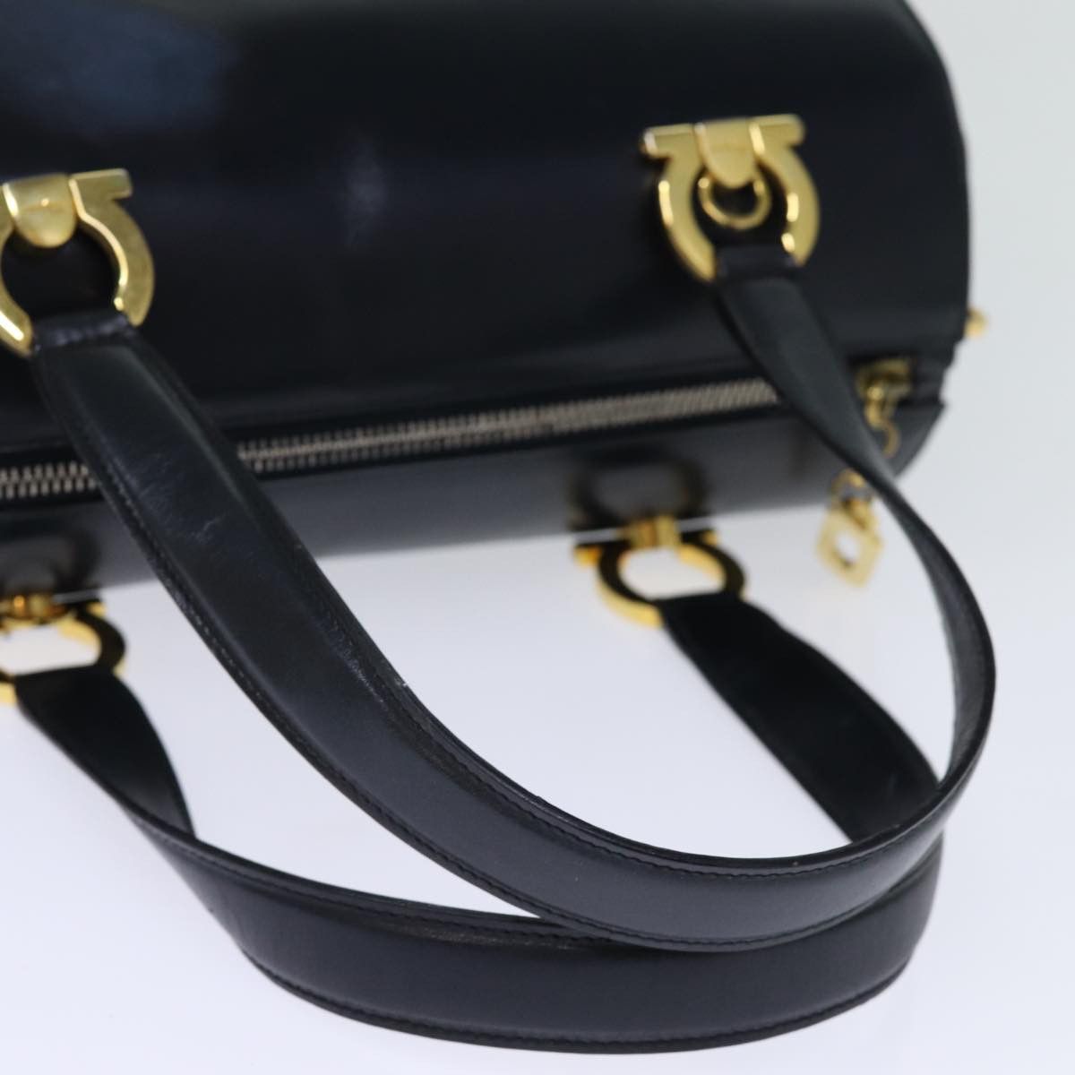 Salvatore Ferragamo Gancini Navy Leather Handbag (Pre-Owned) Size ONE SIZE - 11 Thumbnail