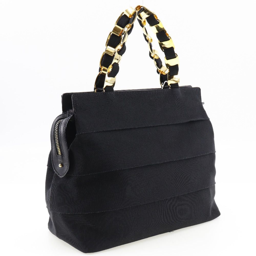 Salvatore Ferragamo Vara Black Canvas Handbag (Pre-Owned) Size ONE SIZE - 4 Thumbnail