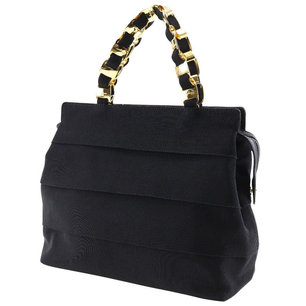 Salvatore Ferragamo Vara Black Canvas Handbag (Pre-Owned) Size ONE SIZE - 7 Thumbnail