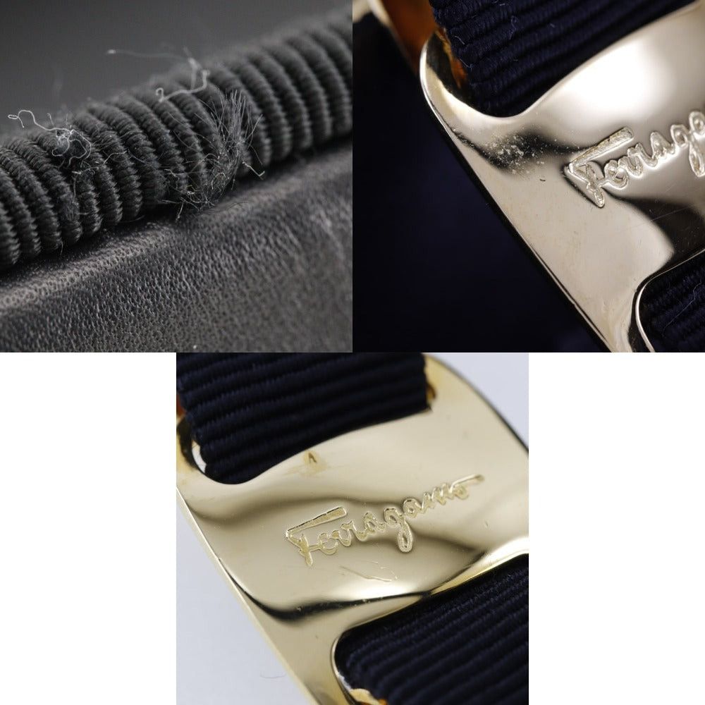 Salvatore Ferragamo Vara Black Canvas Handbag (Pre-Owned) Size ONE SIZE - 9 Thumbnail