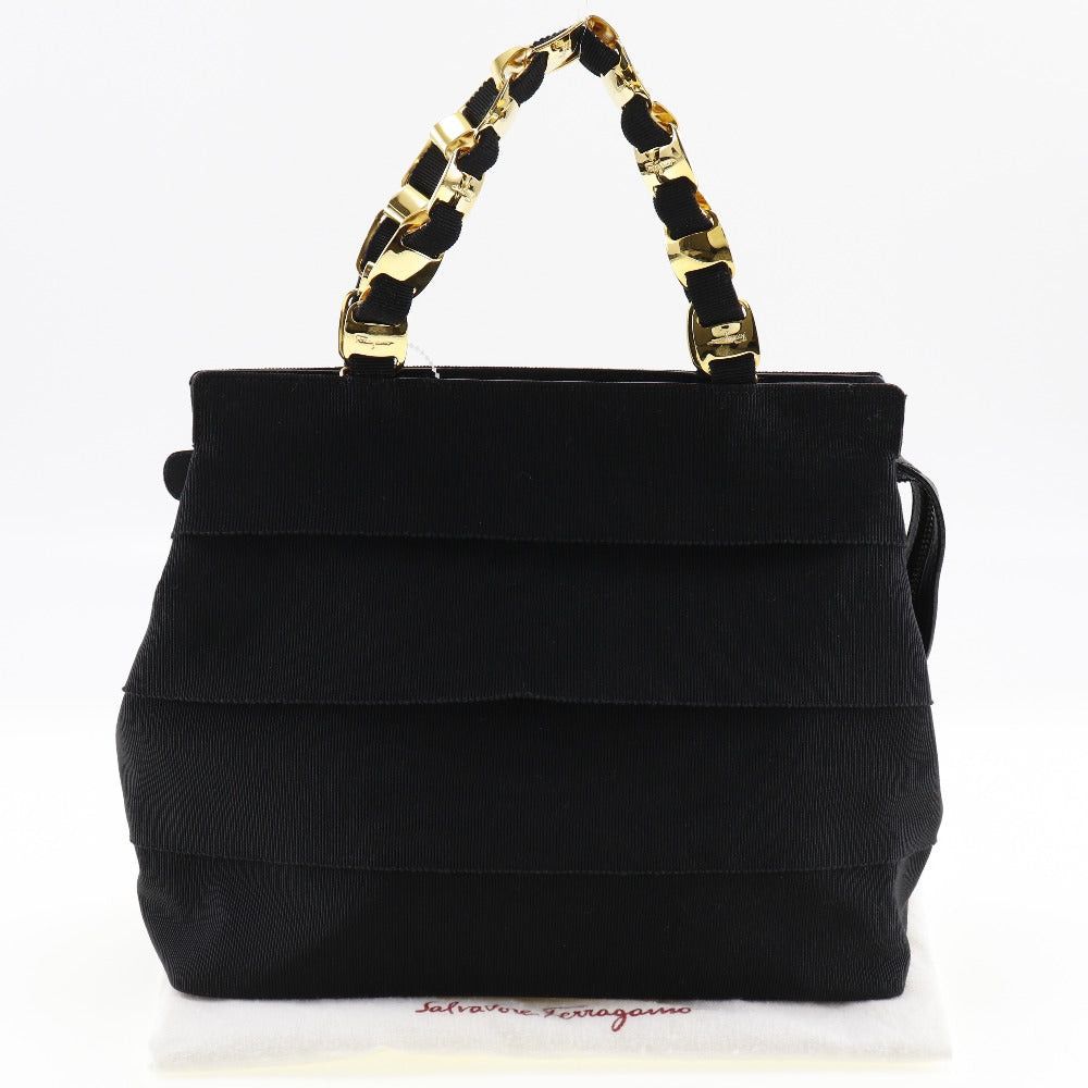 Salvatore Ferragamo Vara Black Canvas Handbag (Pre-Owned) Size ONE SIZE - 2 Thumbnail